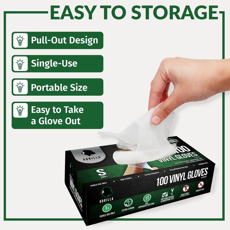 GORILLA SUPPLY Disposable Heavy Duty Vinyl Gloves Latex Free Powder