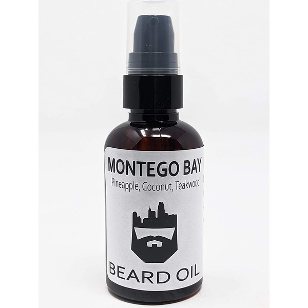 OakCityBeardCo. - Montego Bay - 2 Ounce - Beard Oil - Beard Conditioner - Pineapple - Coconut - Teakwood - Women Love this Scent!