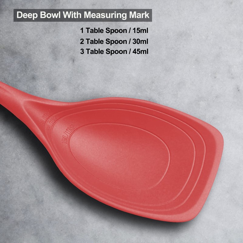 2 Pack Large Silicone Cooking Spoon, Non-Stick Slotted and Solid