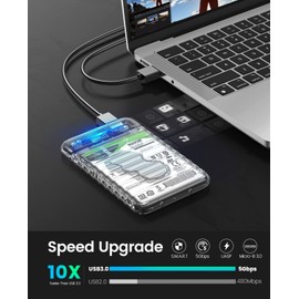 ORICO 2139U3-V1-CR Hard Drive Case, 2.5 Inch USB 3.0 to SATA External Hard Disk Case, Supports 7mm/9.5mm SATA HDD SSD, Up to 6TB, Tools-free UASP, Supports UASP