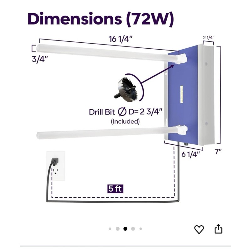 VEVOR Purificador de aire de luz UV HVAC de 72