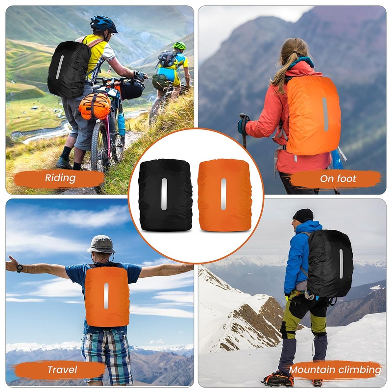 Techchii 2 Stück RegenhüLle Rucksack, Regenschutz Rucksack mit Reflexstreifen 30-40L