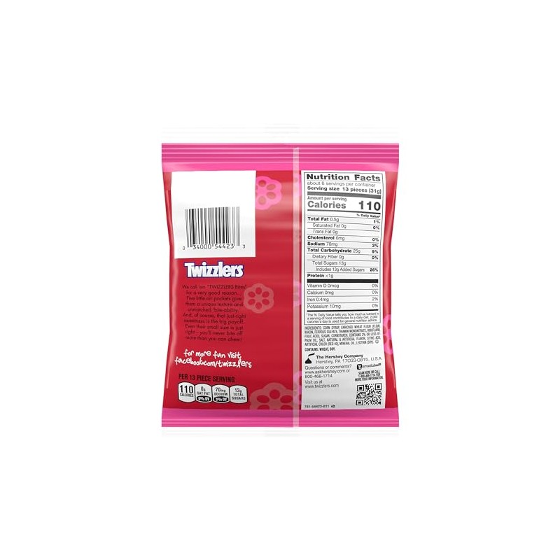 TWIZZLERS Bites Cherry Flavored Licorice Style, Chewy Candy Bags, 7