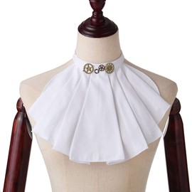 BLESSUME Victorian Steampunk Chiffon Jabot Neck 1pc (White1)