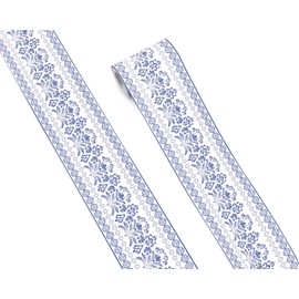 FLFK Mirror Frame Border - Floral Peel and Stick Wall Borders Wallpaper Decal Trim Tape Blue and Light Beige 4" x 240"