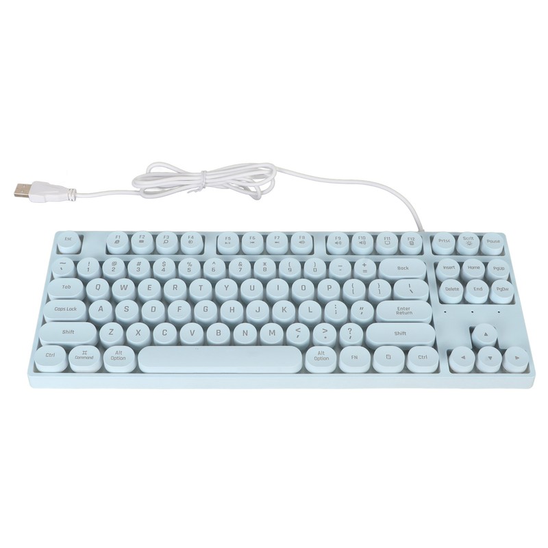Gaming Keyboard USB Round 87 Keys Colorful Backlit Ergonomic Mechanical