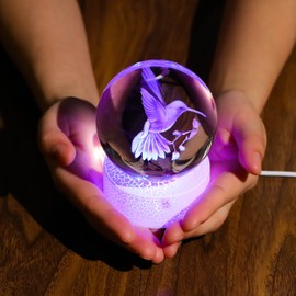 3D Hummingbird Gifts for Women Crystals Ball - Hummingbird Figurines Decor Glass Animals Figurine Hummingbird Stuff for Room Birthday for Best Friend Lovers Keepsake Paperweight