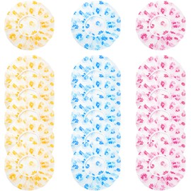 18 Pack Shower Caps for Women,Waterproof Reusable & Disposable Adjustable Bath Caps For Spa Long Hair Travel Saunas (Yellow+Blue+Red Flowers)