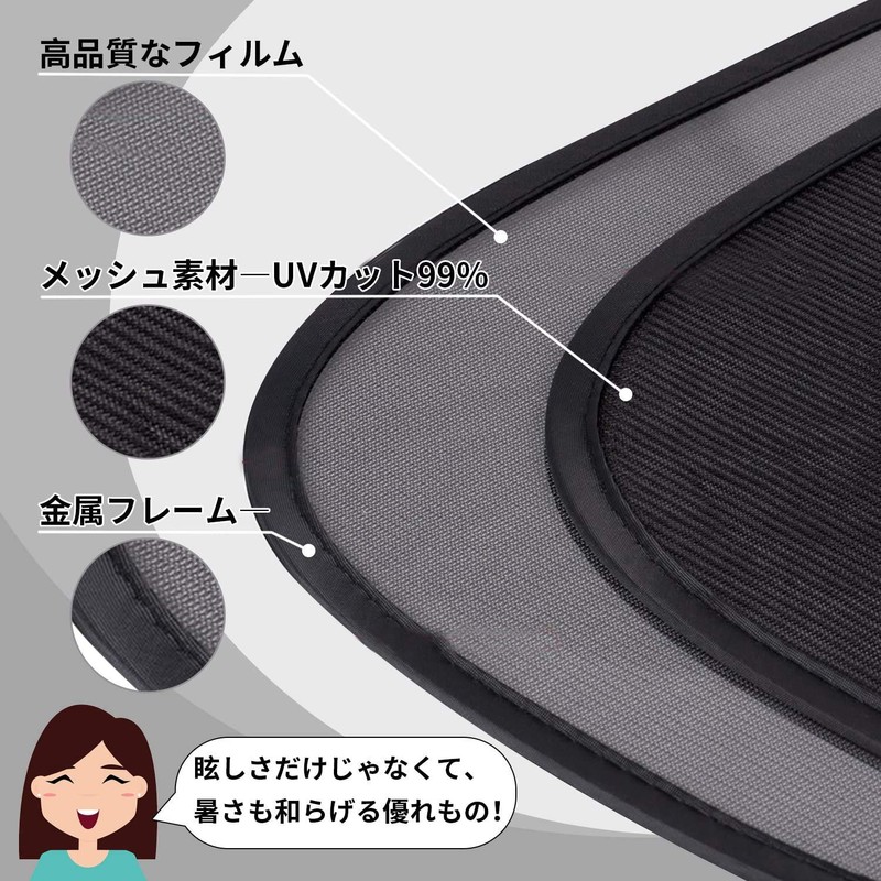 GULUGULU サンシェード 車 サイド 日除け 静電気式 車用 サンシェード 車窓日よけ カーシェード