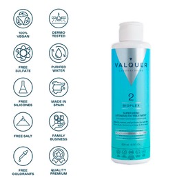 Valquer Bioplex Nº 2 Intensive Repairing Hair Treatment. Repairs and Protects Damaged Hair. Vegan Formula. Without Sulfates, Silicones - 200 ml