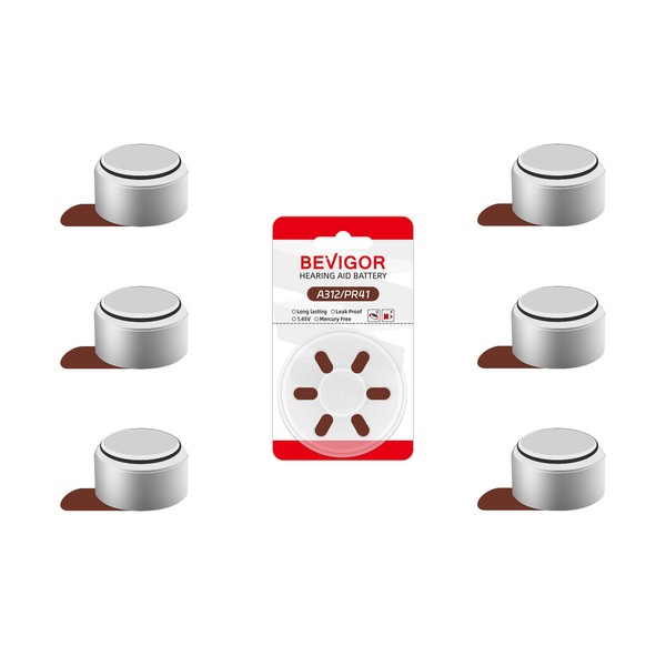 BEVIGOR Hearing Aid Batteries Size 312, Mercury Free, Easy to