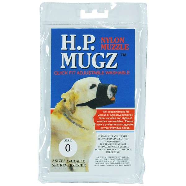 Hamilton H.P. Mugz Adjustable Quick Fit Nylon Soft Dog Muzzle, 4 to 4-1/2-Inch, Black