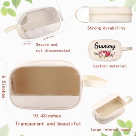 JYTAPP Grammys Gifts for Grandma Clear Toiletry Bag for Grandmothers Best Grams Ever Gifts for Grandma Cosmetic Organizer Bag (Beige)