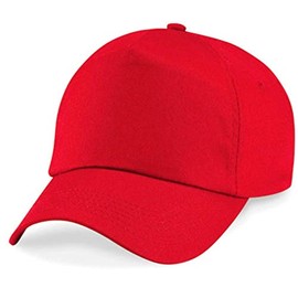 Basecap Cap 5 Panel Cap Velcro Size Unisex Many Colours - Unisex, Cotton, Red