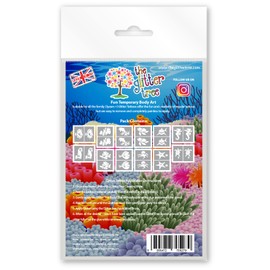 Under The Sea themed glitter tattoo stencils - Ideal for all types of temporary body art - 24 x 12 Unique designs in each pack - Perfect for birthdays, parties and events