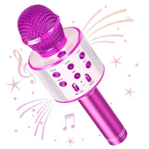 Wowstar Wireless Microphone, Karaoke Bluetooth Microphone for Kids Adults, Portable Toy Karaoke Mic Speaker Machine, Home KTV Player Support Android & iOS Devices for Party Singing (Violet)