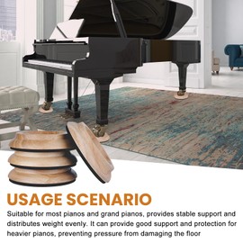 Set of 4 Piano Coasters: Wooden Furniture Coasters, Round, Diameter 10 cm, Piano Cup Coasters, Rubberwood Non-Slip Coasters, for Piano, Furniture, Sofas