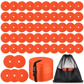 Silipull 24 Pcs 6 inch Flat Cones Spot Markers Non-Skid Floor Hole Soccer Cones Field Court Spot Markers Flat Discs Soccer Training Equipment for Football Sports Speed Agility Practice (Orange)