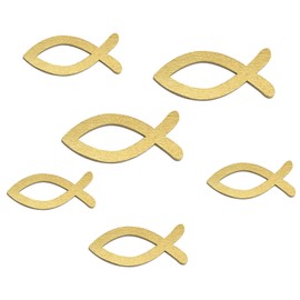 FEPITO 110 Wooden Fish Gold Decorative Fish Confetti Table Decoration for Communion Confirmation Christening Decoration (Mixed Size - Gold)