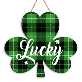 COLOR VALLEY ART Wooden St. Patrick's Day Decorations, Green Shamrock Wall Decor, Lucky Decorative Door Hanging, Christian Wreaths for Front Door, Home, Living Room (Shamrock, 12''x10.6'')