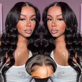 26 Inch 5x5 HD Lace Closure Wigs Human Hair Glueless Wigs Pre Plucked Pre Cut for Beginners 180% Density Body Wave Lace Front Wigs Human Hair Glueless Wear and Go