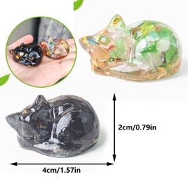 Hayaww Pack of 2 Cat Crystals Cat Figure, Opal and Lapis Lazuli, Cat Shaped Stone, Decorative Cat Sleeping Cat Polishing Gemstones Cute Cats Birthday Gift Cat Lovers (C)