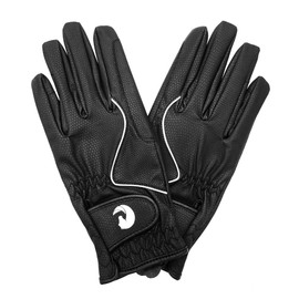 Oypla Coco Equestrian Black (S) Ladies Breathable Synthetic Leather Horse Riding Gloves