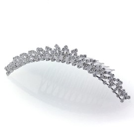 Decorative Hair Comb Medium Tiara White Rhinestone Crystal Bridal Hair Comb, White