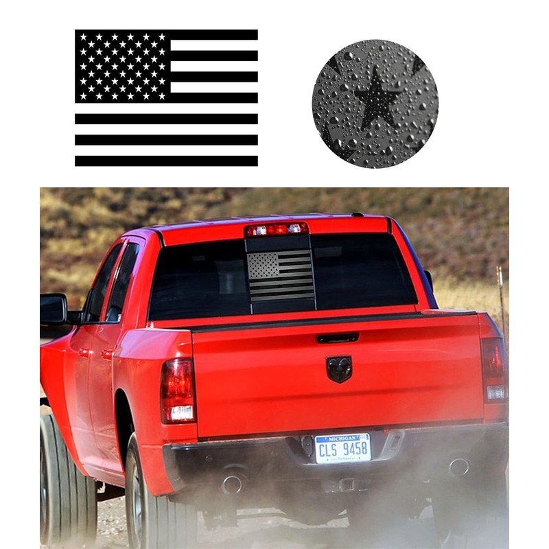 CONGCONG for Dodge RAM Rear Middle Window American Flag Vinyl