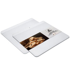 HONGBAKE Large Flat Cookie Sheet No Edges, Nonstick Insulated Baking Pan, Commercial Oven Trays for Cooking 2 Pieces, 16" X 14", Grey