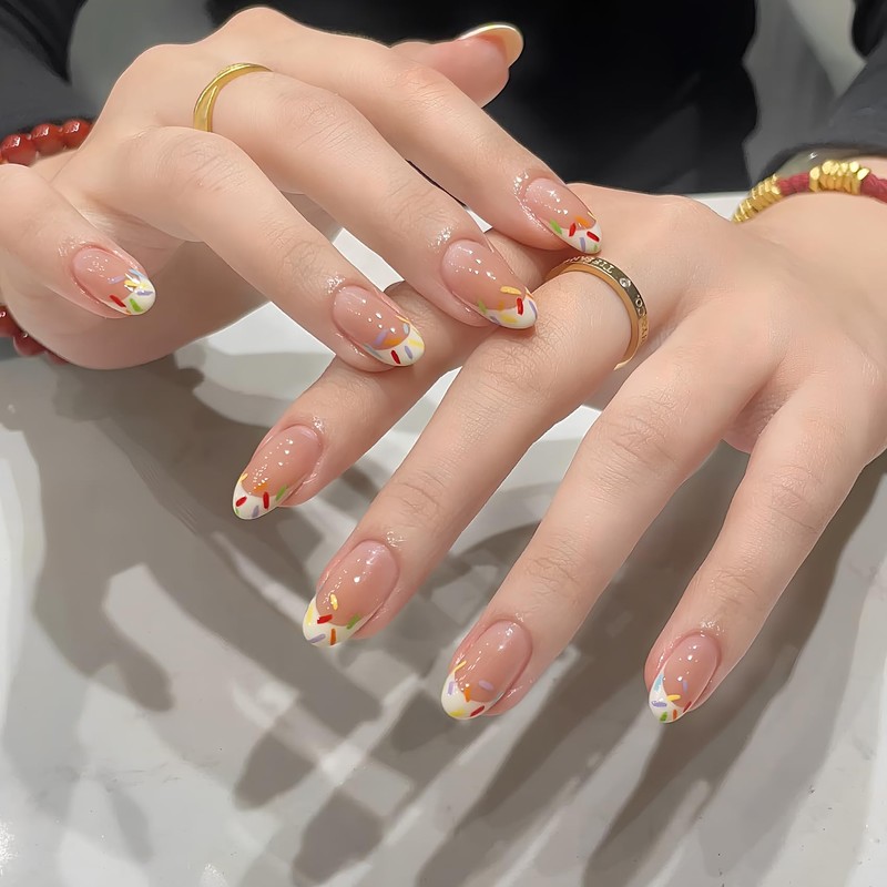 [NEURAD]ネイルチップ 30枚入パステルカラー ニューフレンチ付け爪 夏向けショートネイル 人気 和風 かわいい 成人式 入学式 卒業式