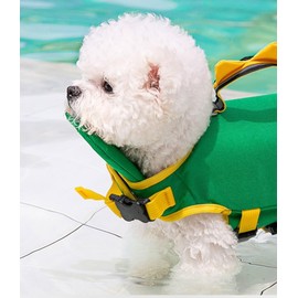 Dog Life Jacket, Dog Life Vest Adjustable Ripstop, Dog Swimming Safety Vest with Superior Buoyancy & Rescue Handle for Dogs, Swim, Pool, Beach, Boating (Green, XS)