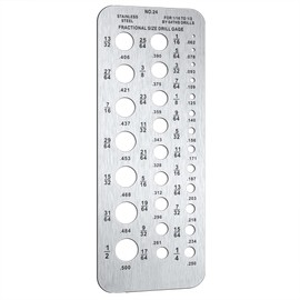 Weewooday Stainless Steel Drill Gauges for 1/16 Inch to 1/2 Inch Size Bits, 17/64-1/2 0.062-0.250 Bolt and Wire Diameter Index Gauge, 29-Hole Use for Accurate Measurement Equivalents(Silver)