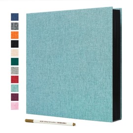 Spbapr Large Photo Album Self Adhesive Linen Cover Magnetic Scrapbook Album DIY Scrap Book 40 Black Sticky Pages for 3x5 4x6 5x7 8x10 Pictures with A Metal Pen