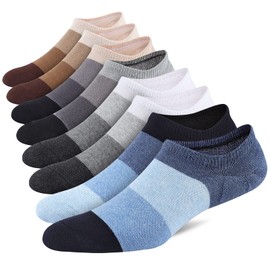 FLYRUN Calcetines de algodón invisibles para hombre, paquete de 8 calcetines casuales de corte bajo con agarres antideslizantes, Multicolor-10, Talla única