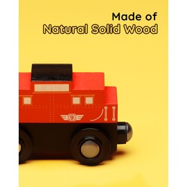 SainSmart Jr. Wooden Train Set Accessories, 2 PCS Motorized Train for Toddlers with Magnetic Connection, Battery Operated Train Compatible with All Major Brands, Gift for Kids Aged 3+