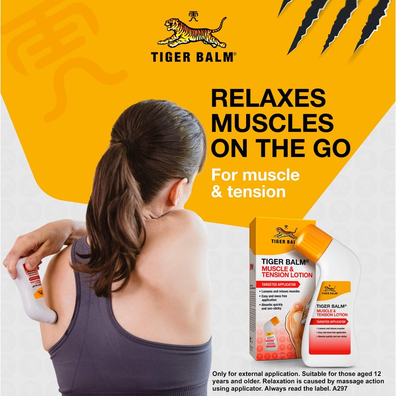 Tiger Balm Muscle and Tension Lotion with targeted applicator 80ml