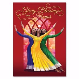 African American Expressions - Embossed Christmas Cards Boxed Set - Christian Seasonal Designs - Set of 15 (5x7) Cards with Foil-Lined Envelopes & Gold Sticker Seals - Praise Dancers Christmas