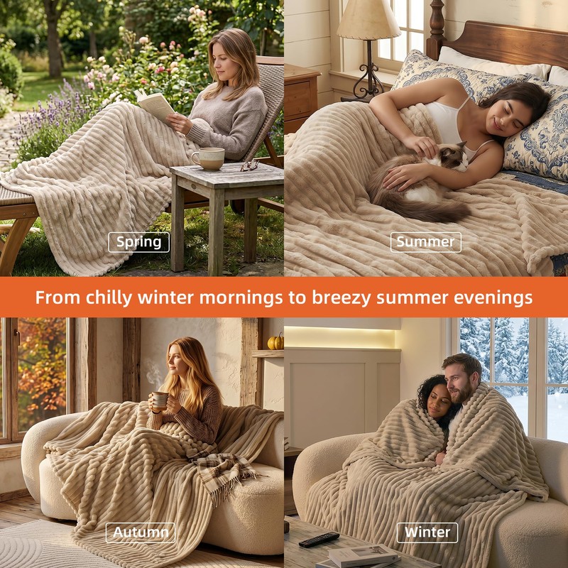 Fleece Throw Blanket for Couch & Bed, Cozy Warm Gifts