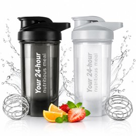 (2 piezas) 500ML Botella para Proteina de Coctelera，Botella Deportiva de Proteína, Vaso Agitador de Proteína con Mezclador, Sin BPA y 100% a Prueba de