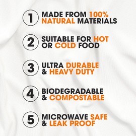 Cheer Collection 8x8 Compostable Takeout Containers (100 pack) - Eco Friendly Microwavable Clamshell Containers | Biodegradable Food Containers for Hot Or Cold Food, Party & Event - White