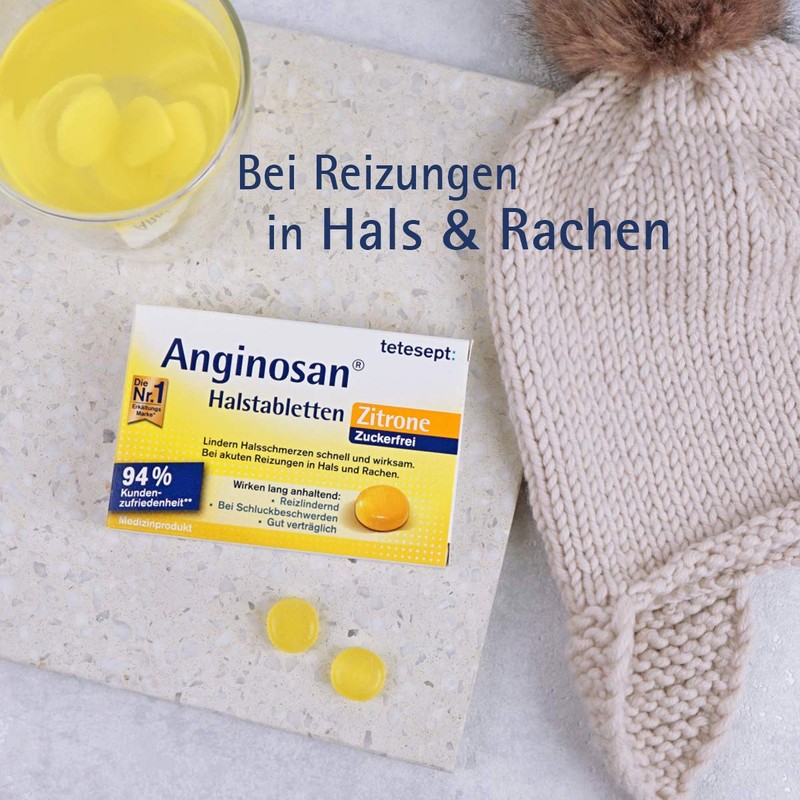 tetesept Anginosan Throat Tablets Lemon - Sugar Free - Sore