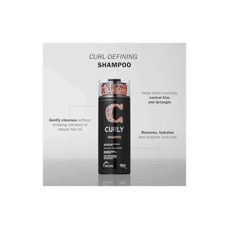 Shampoo Cabello Rizado, Ondulado, ChinoTRUSS Shampoo Curly 300ml