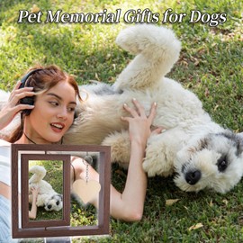 NICENEEDED Wooden Rotating Picture Frame, Double Sided Display Photo Frames with Heart Pendant, Sympathy Dog Bereavement Remembrance Picture Photo Frame for Loss of Pet