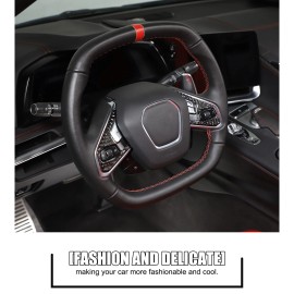 MXtech-23 Carbon Fiber Steering Wheel Button Sticker Trim Cover For Corvette C8 2020-2025