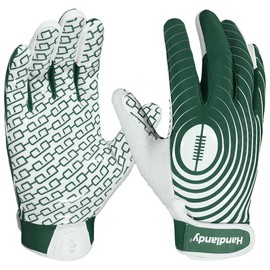 HLDD HANDLANDY Youth Football Gloves, High Grip Receiver Gloves, Green, Unisex-Kids, Medium