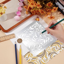 UNICRAFTALE Metal Stencil Swirl Pattern Stencils for Painting Wood Burning Stainless Steel Reusable Template Flower Floral Template for Scrapbooking Drawing Carving Engraving