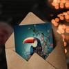 Artery8 Greeting Card Toucan Bird Flowering Tree Branch Surreal Fantasy
