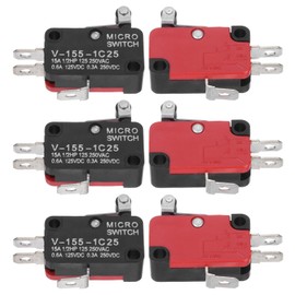 sourcing map 6Pcs V-155-1C25 1NO + 1NC Micro Limit Switch 15A 125/250VAC Waterproof Miniature Micro Switches for Precision Components