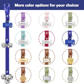 KEXIAVA Leather Dog Doorbell, Dog Bells with Pet Tag Puppy Training Bell for Door Training Bells for Dogs to Ring to Go Outside Bell for Dogs to Ring to Go Potty (Navy Blue, Bone Tags)